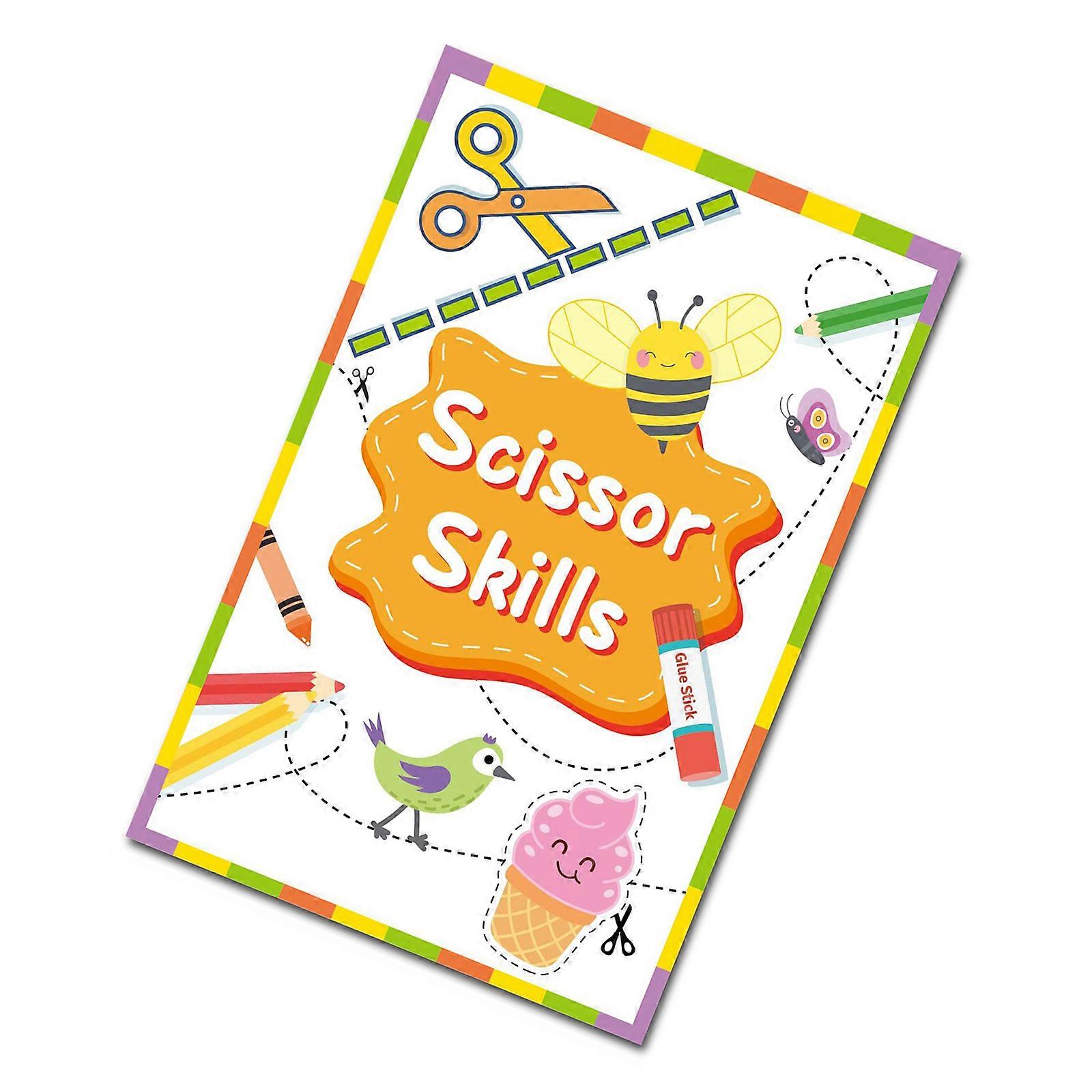 Paper Cutting Book For Kids Scissor Training Safe Paper Cutting Exercises With Multiple Pattern Designs Easy to Carry Multicolor