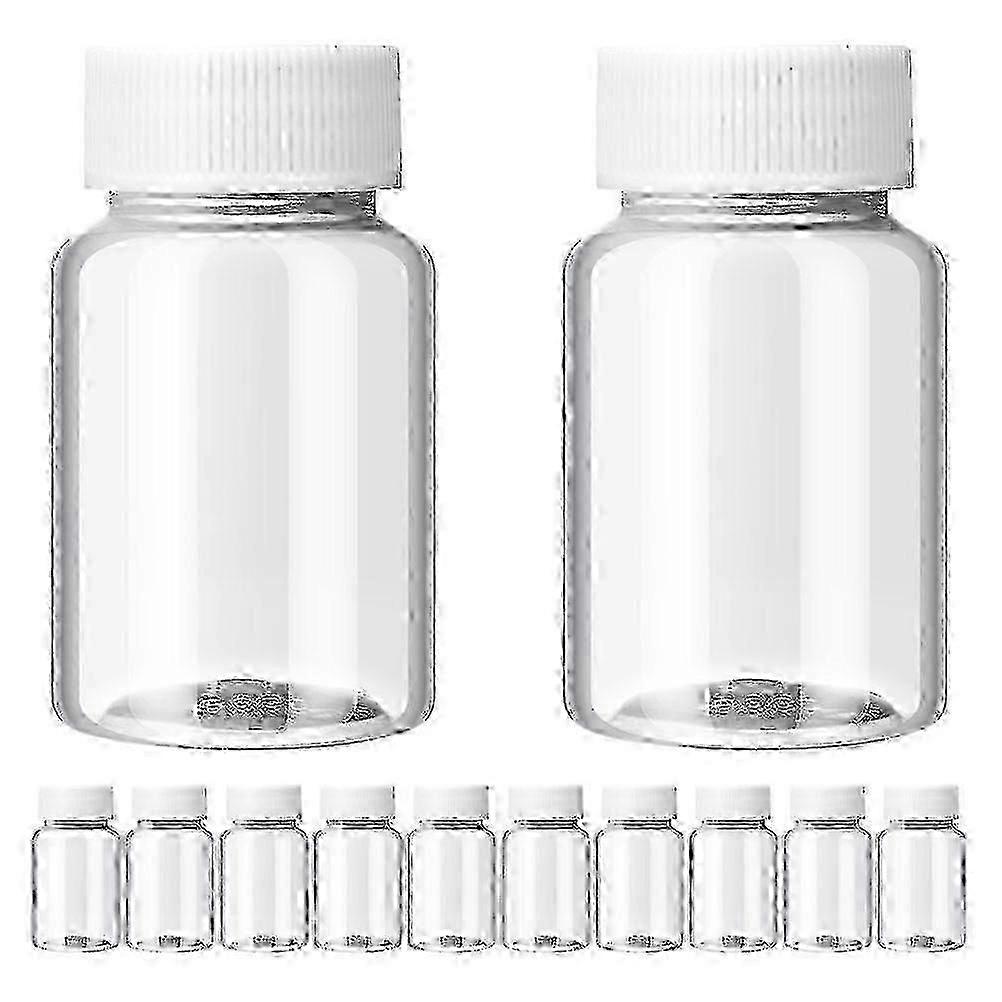 2025 12pcs Travel Bottles With Caps Empty Bottles Plastic Container Small Medicine Bottles(50ml)
