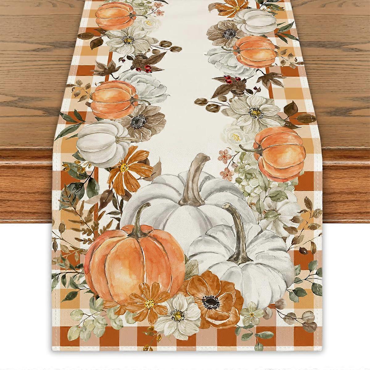 Fall Cucurbit Table Runner Autumn Maple Leaves Leaf Pattern Table Cover Thanksgiving Decor Home Party Decor