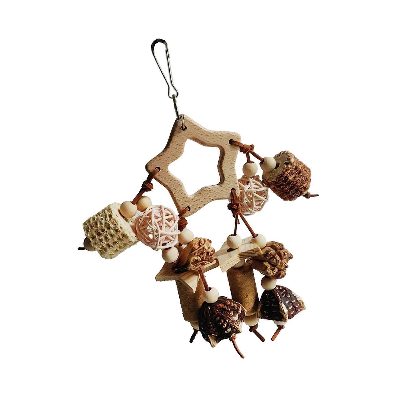 Engaging Bird Cage Chew Toy With Fruit Pods And Grass Roller For Beak Health Foraging Activity Accessory Multicolor