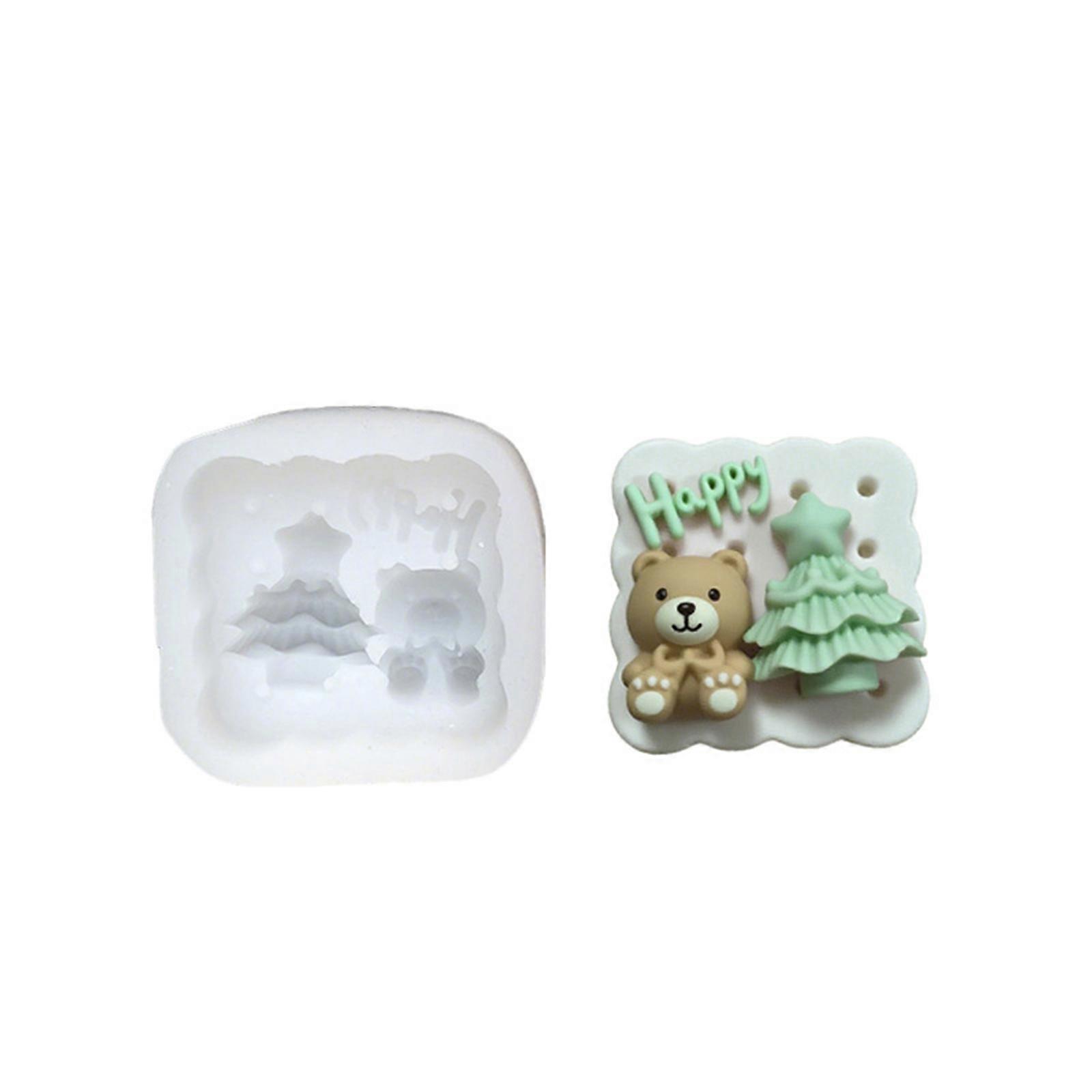 Silicone Christmas Candle Crafting Mould Featuring Bear Pattern and Smooth Demolding Multicolor