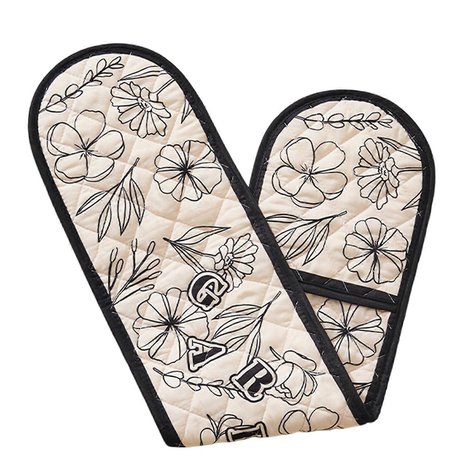 Full Coverage Oven Mitts Heat Protective Gloves Extended Wrist Guard Anti Slip Textured Outside Multicolor