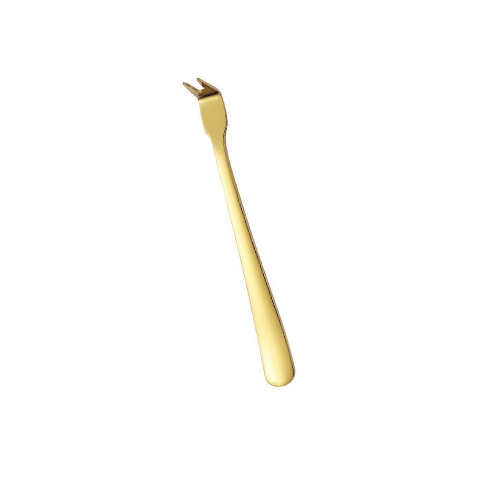 Ergonomic Handle Stainless Steels Skewer Barbecue Fork With 2 Prongs For Meat Turning Roasting And Serving  Gold