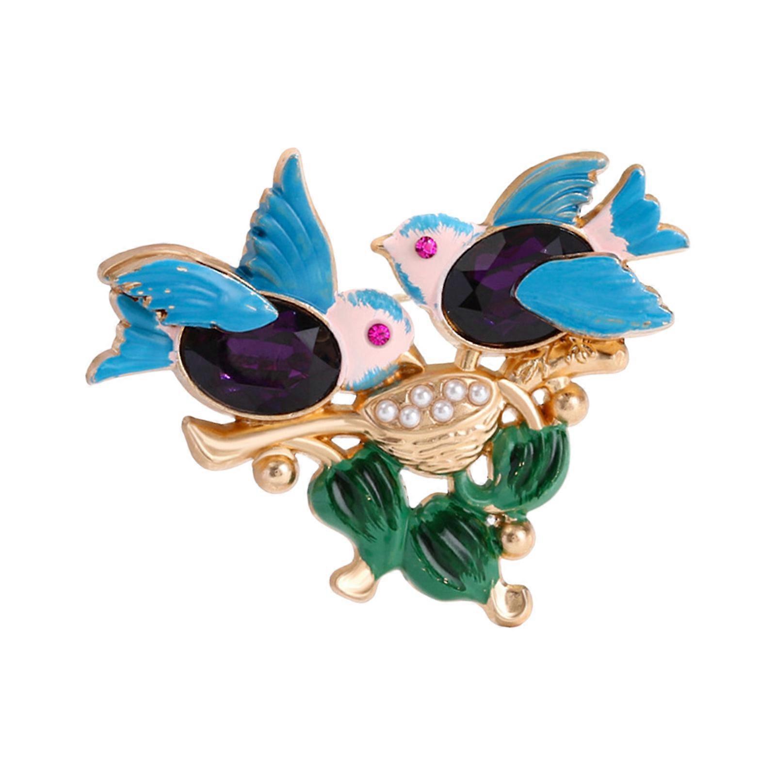 Artistics Blue Bird Crystals Brooch Versatile for Personalize Use Or As A Meaningful Present Multicolor