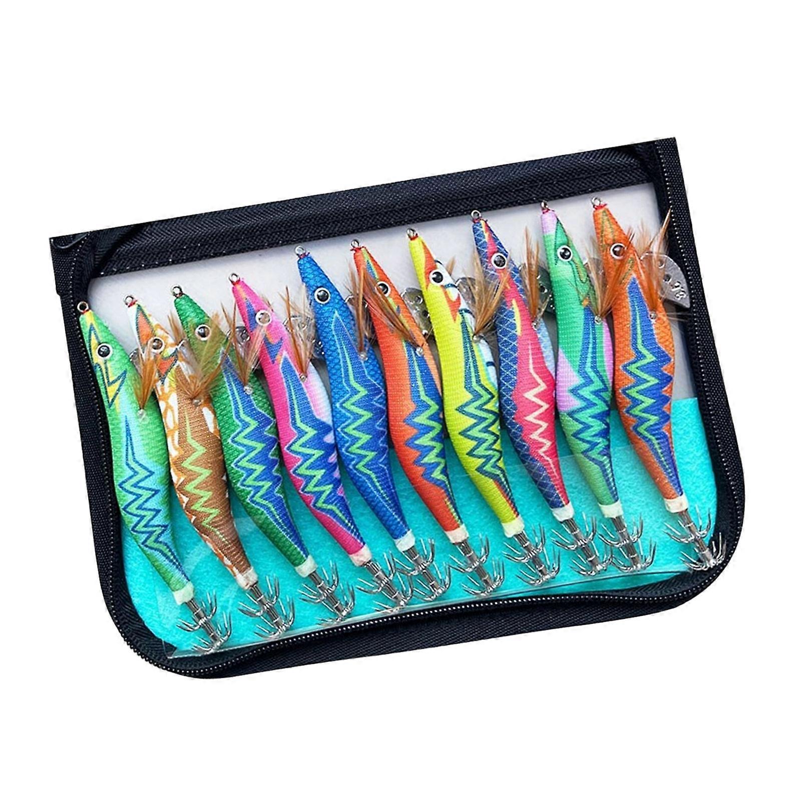 10Pcs Floating Squid Jigs Hook Artificial Shrimp Baits Fishing Squid Lures Artificial Baits for Fishing Squid Octopuses Multicolor