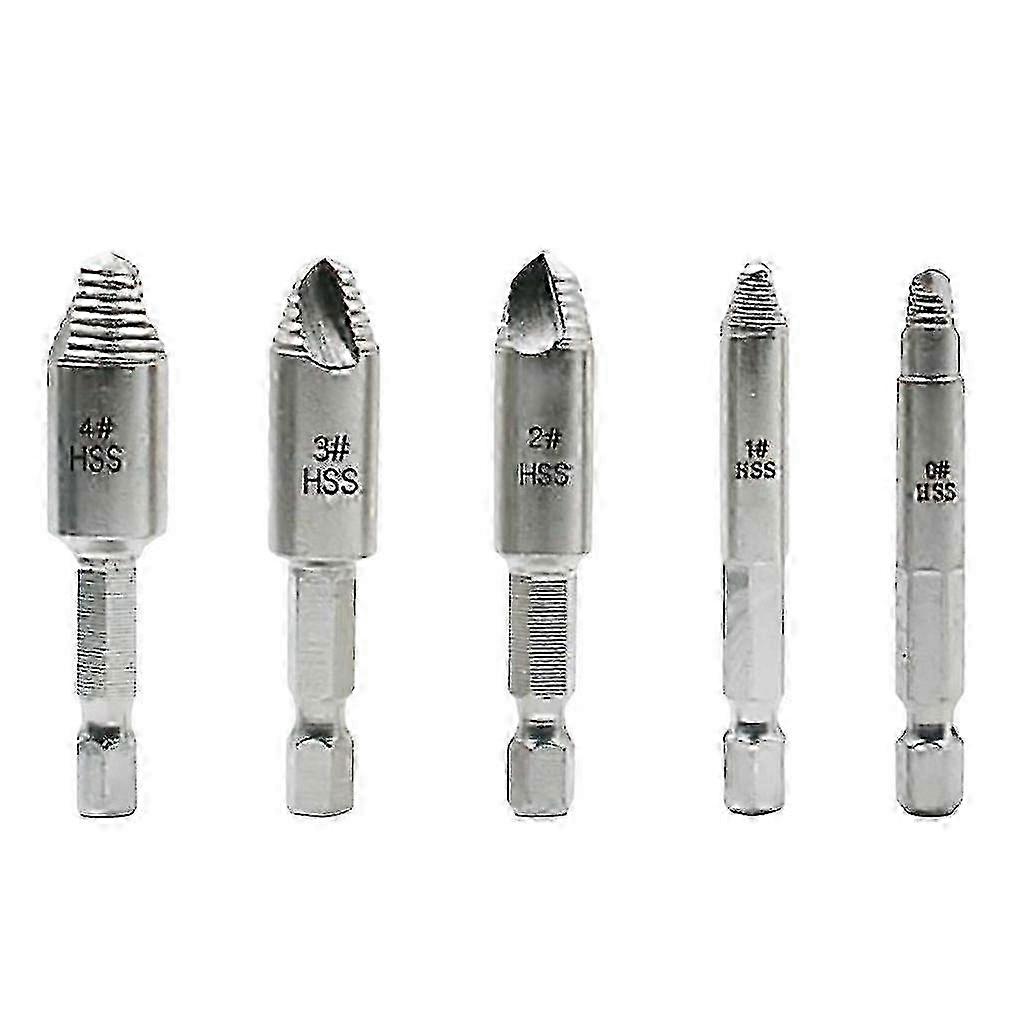 Drill & Screwdriver Bits 5pcs Broken Bolt Remover Tool Damaged Screw Extractor Speed Out Drill Bits