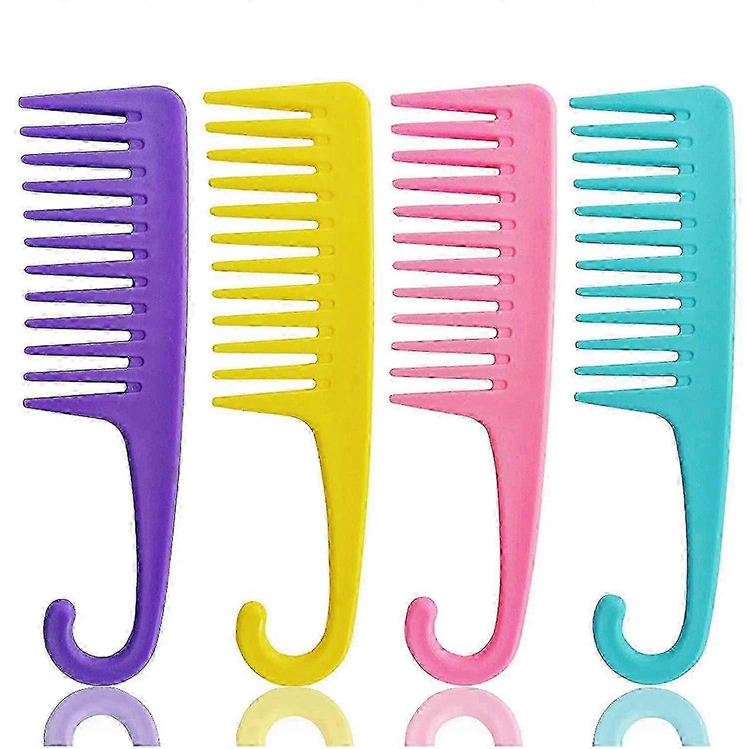 4 Pcs Wide Teeth Combs Shower Comb, Detangler Comb with Hook