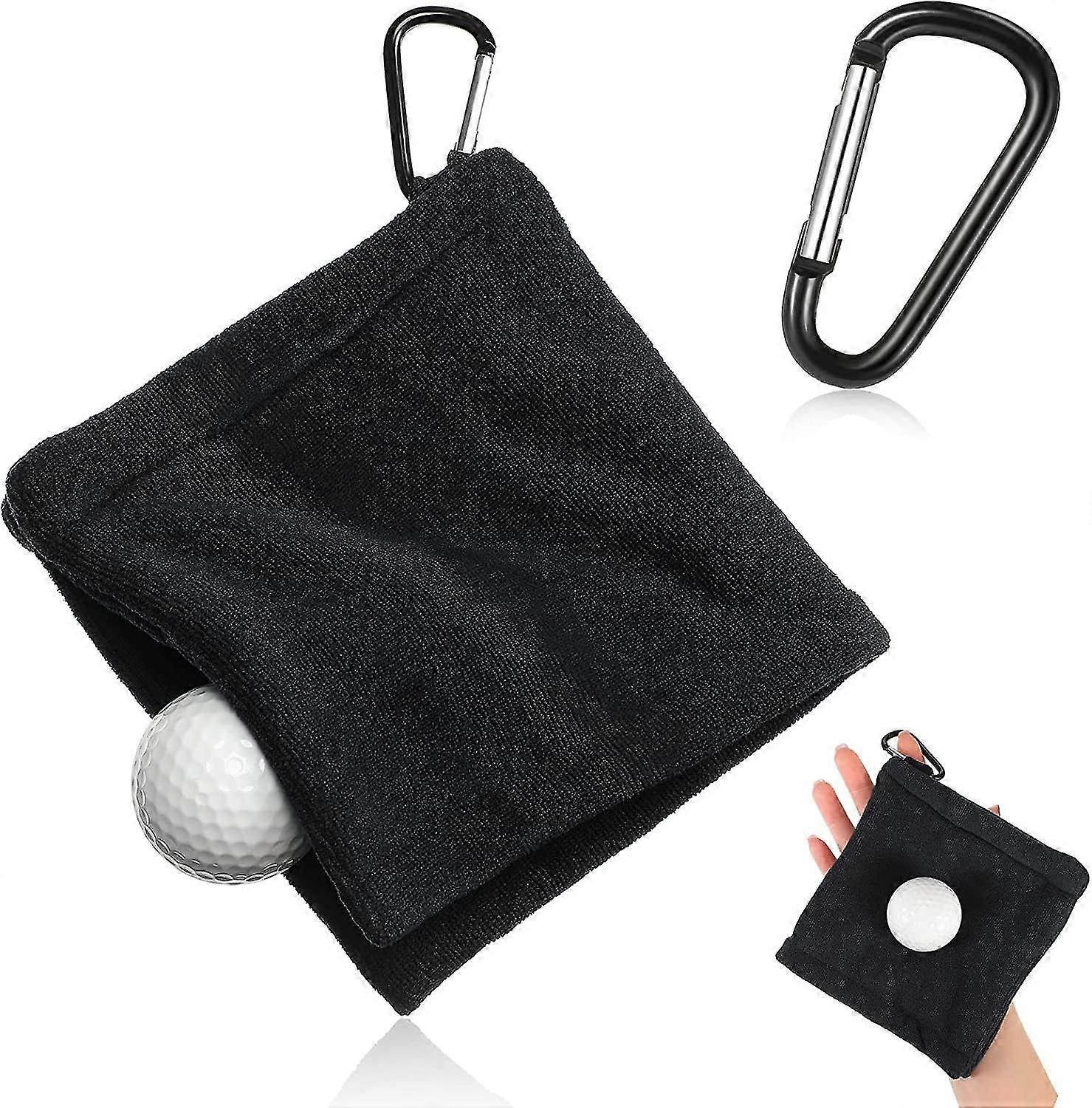 Toalha de golfe preta microfibra Golf Ball Toalha com clipe 5,51 x 5,51 polegadas presente