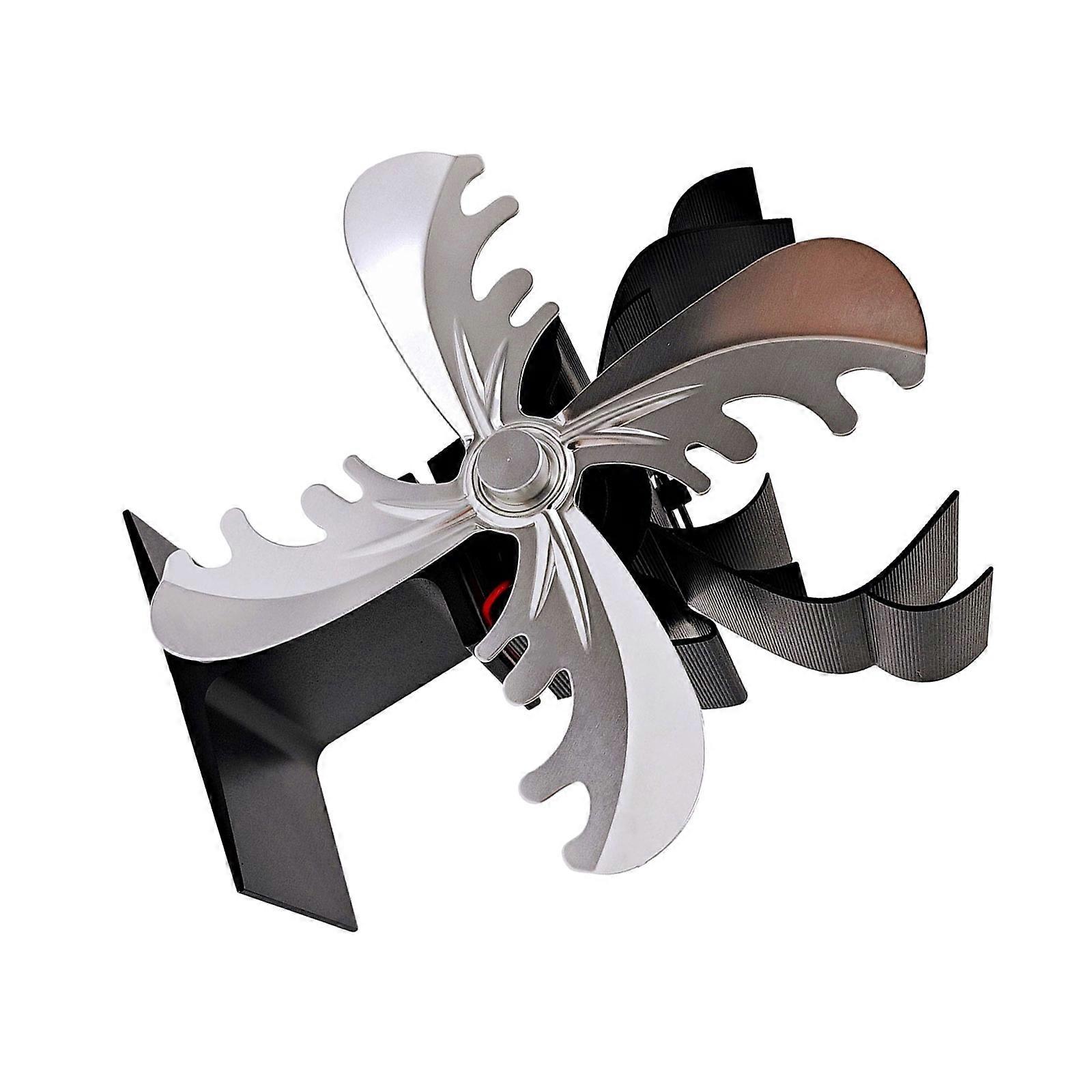 مروحة موقد عيد الميلاد 4Blades مروحة موقد بدون مروحة موقد كهربائية لموقد الحطب عملية هادئة فضية