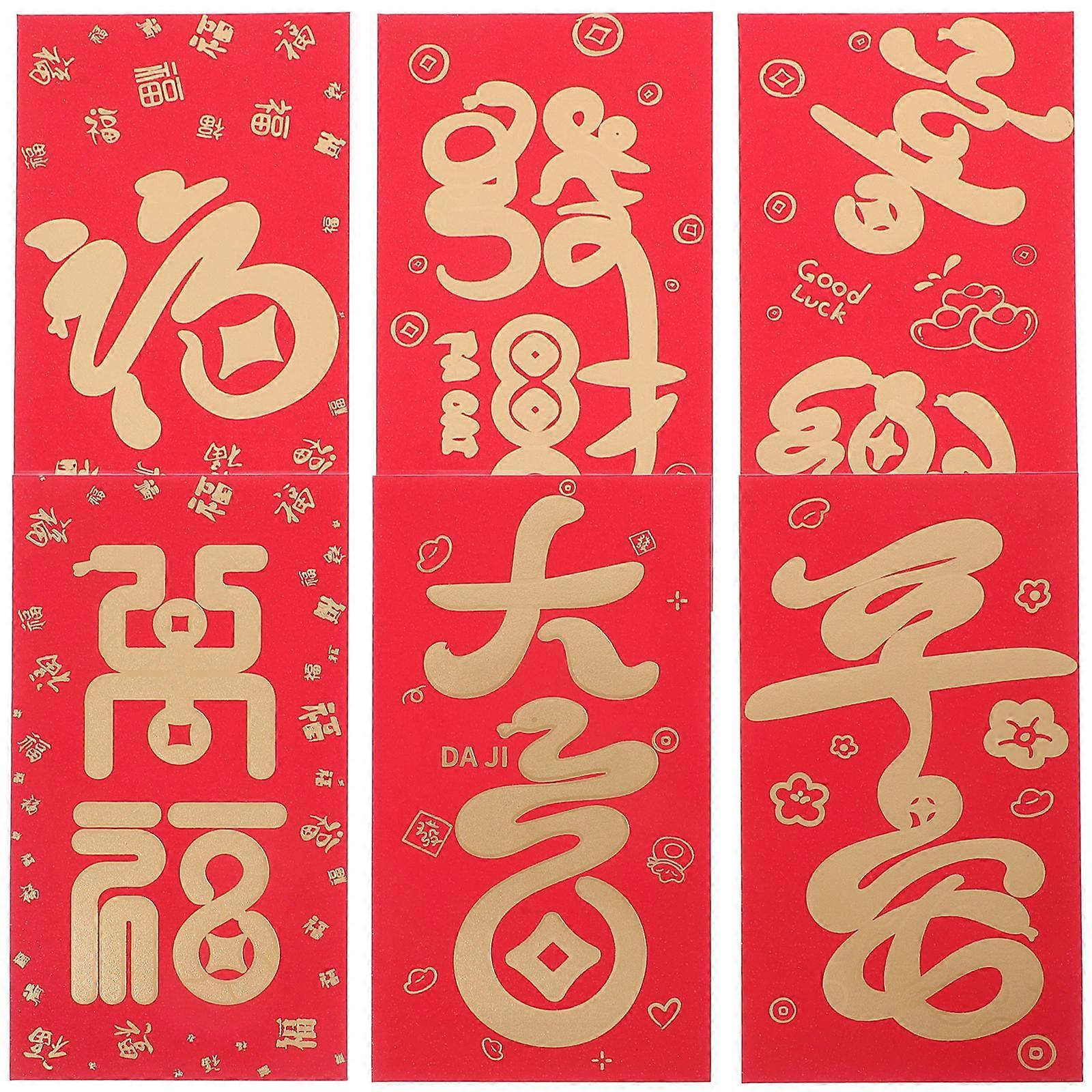 Chinese Snake Red Envelope Paper Envelopes for 6Pcs Spring Festival