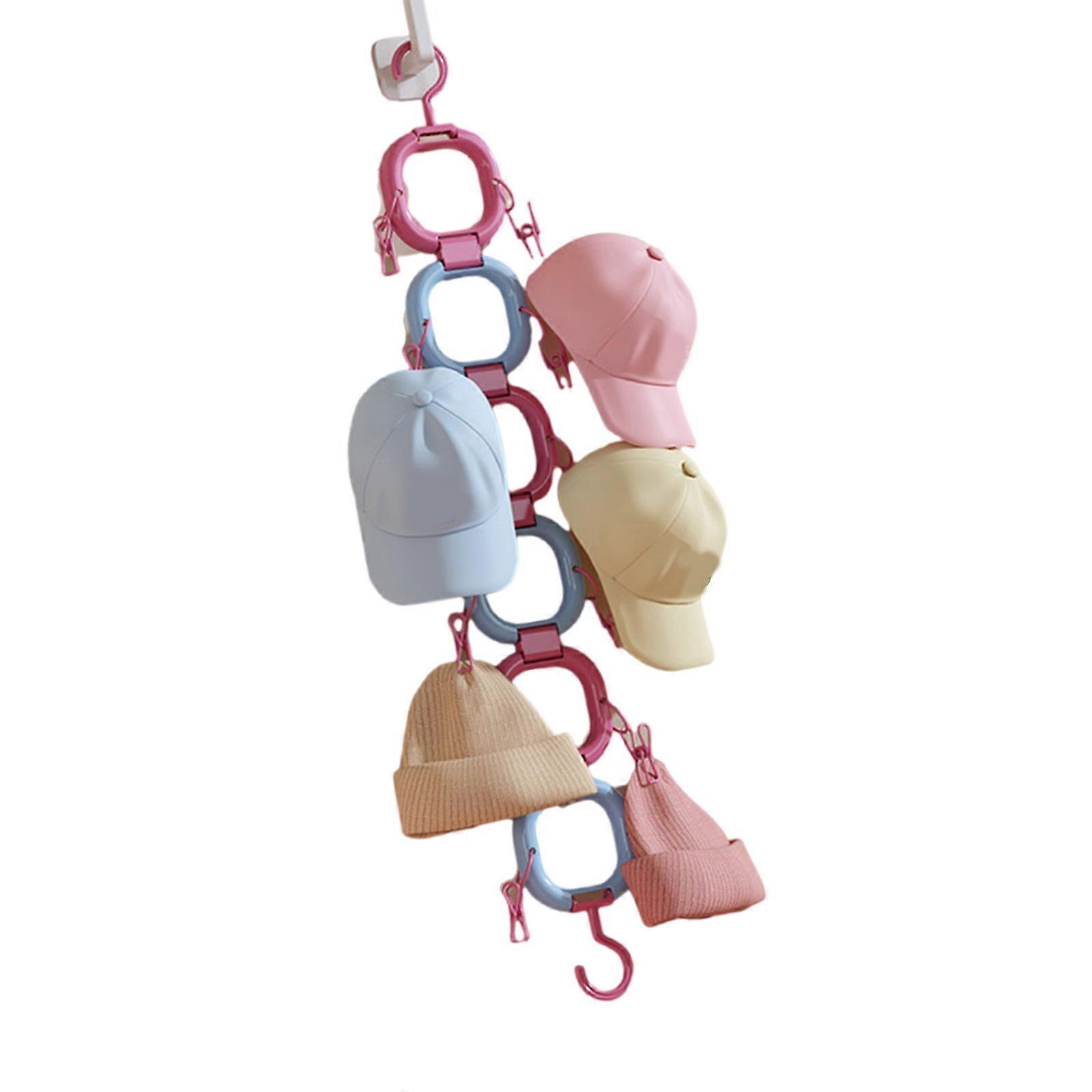 Multi Loop Hat Organizer for Closet Door Wall Mounted Vertical Storage Solution Baseball Caps Accessories Display Rack Multicolor