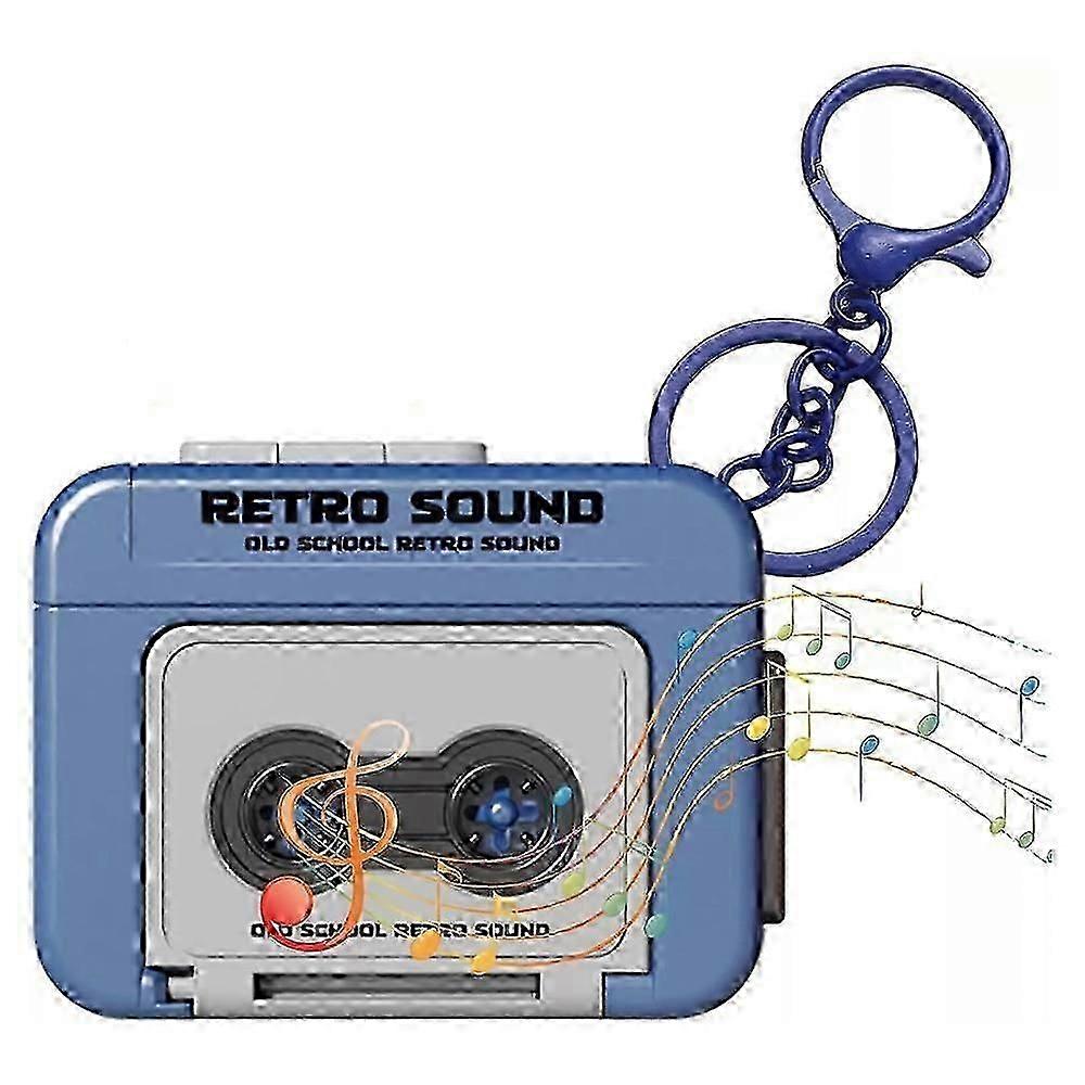 Retro Mini Recording Machine Pendant Unique Red Music Gift Keychain Charm for Couples