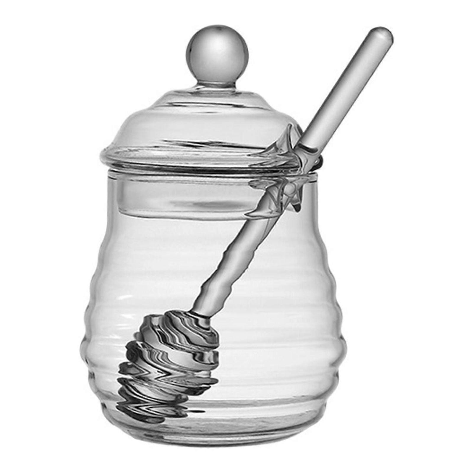 Begine Clearancehoney Jar with Lid and Stirring Stick High Borosilicate Transparent Glass Jar A,Glass Jar,Storage Containers