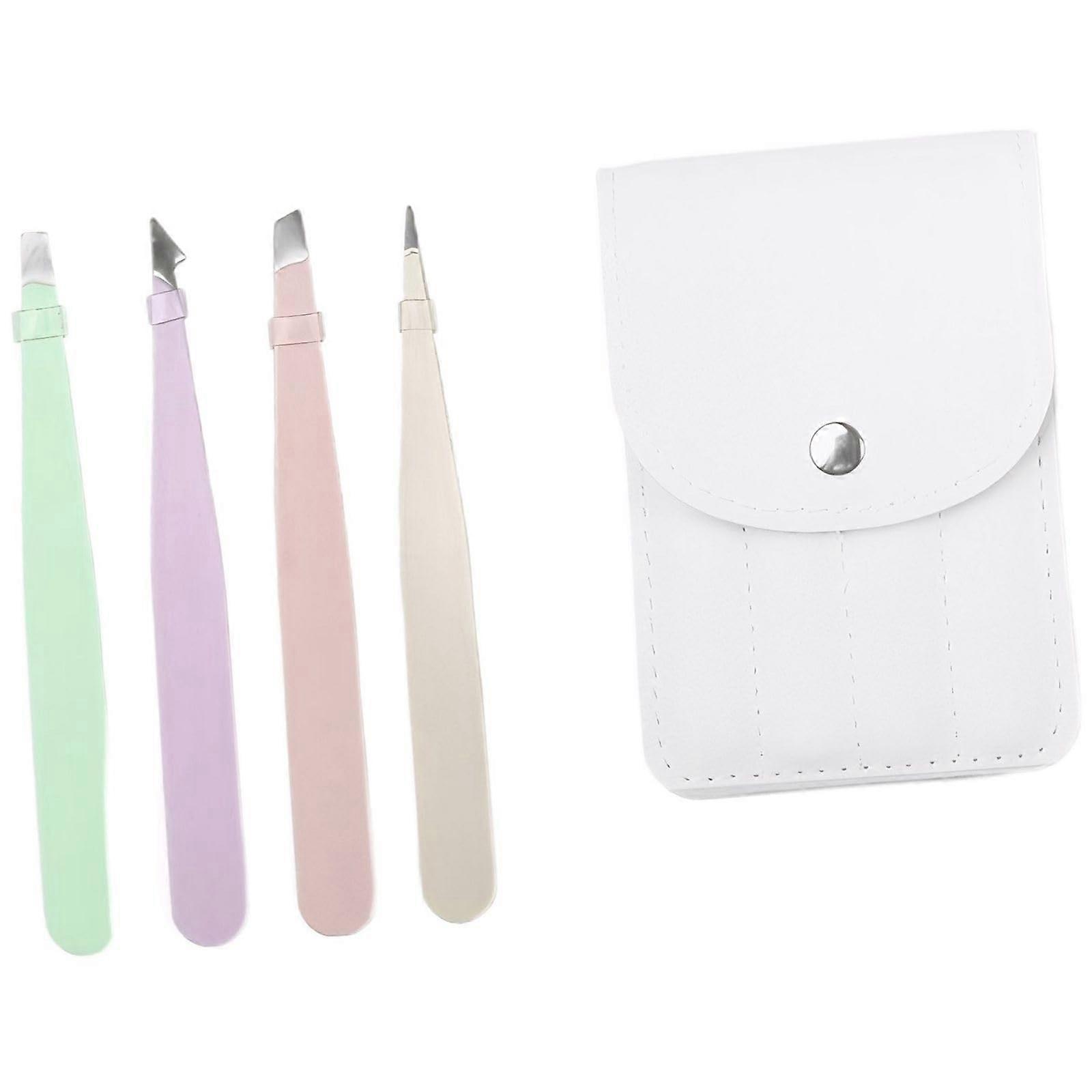 Eyebrow Tweezers Set for Precision Grooming and Eyelash Extension Application, Multicolor, 9.6x1 cm