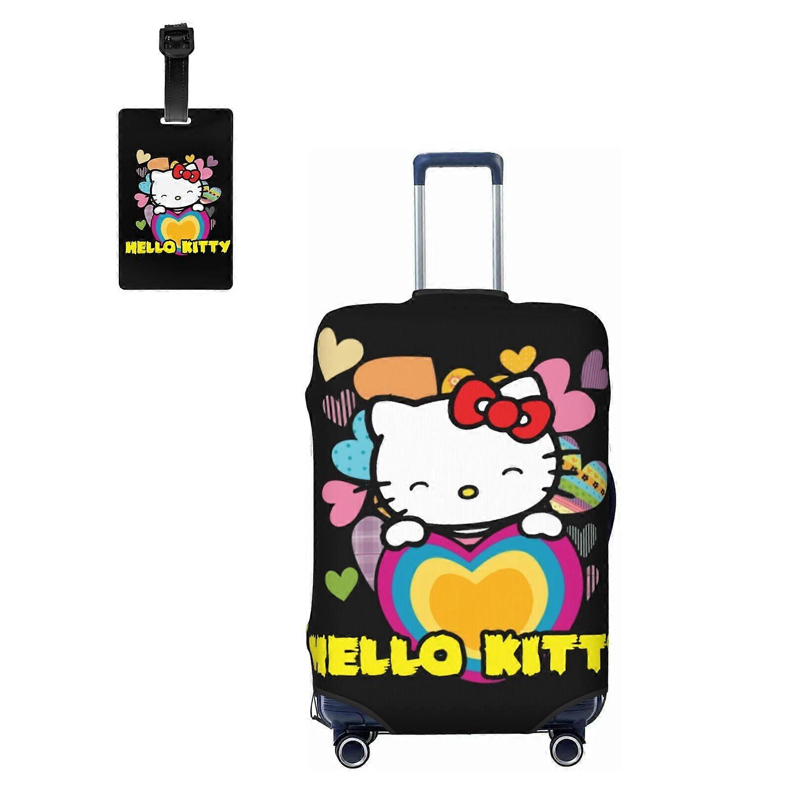 Capa protetora para mala de viagem Hello Kitty, capa elástica lavável para mala de 25" a 28" com zíper oculto