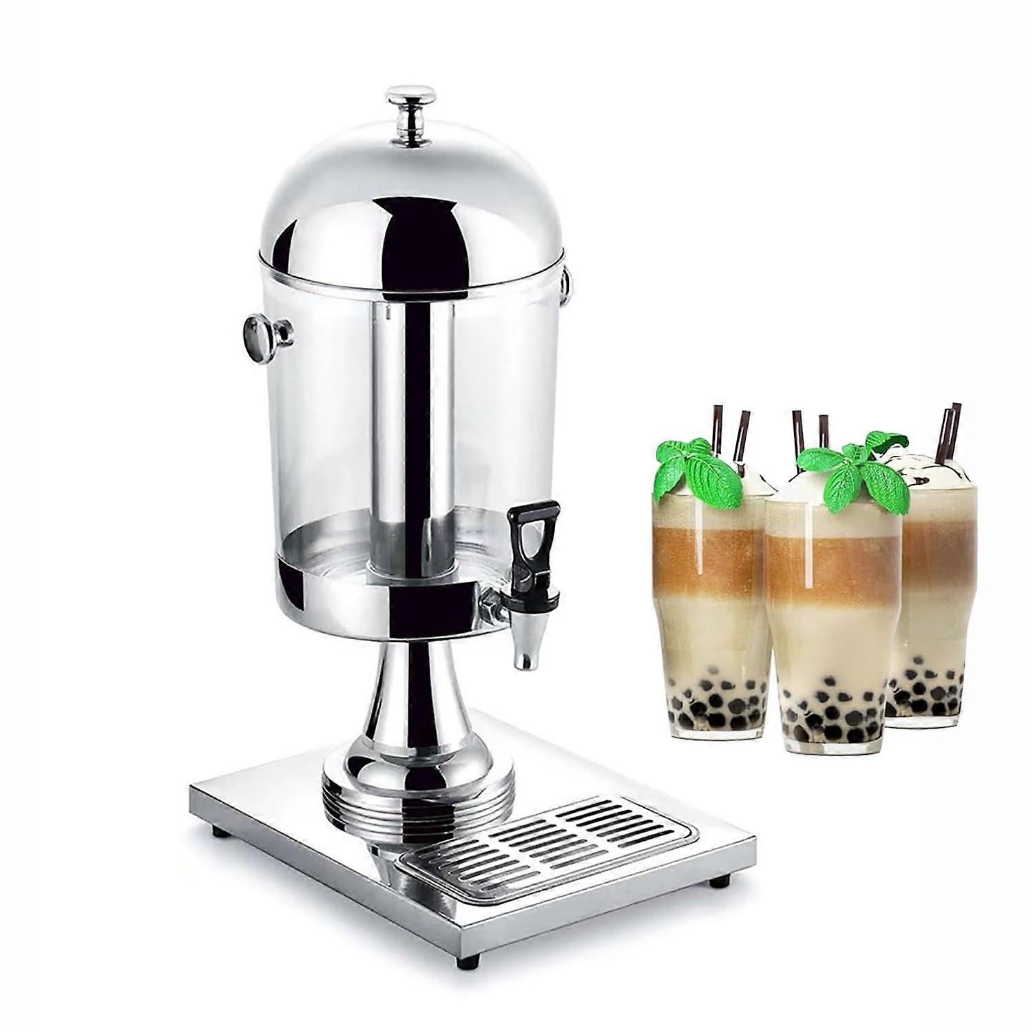 Stainless Steel Beverage Dispenser with Ice Core, 8L Hot Cold Drink Server for Parties with Drip Tray