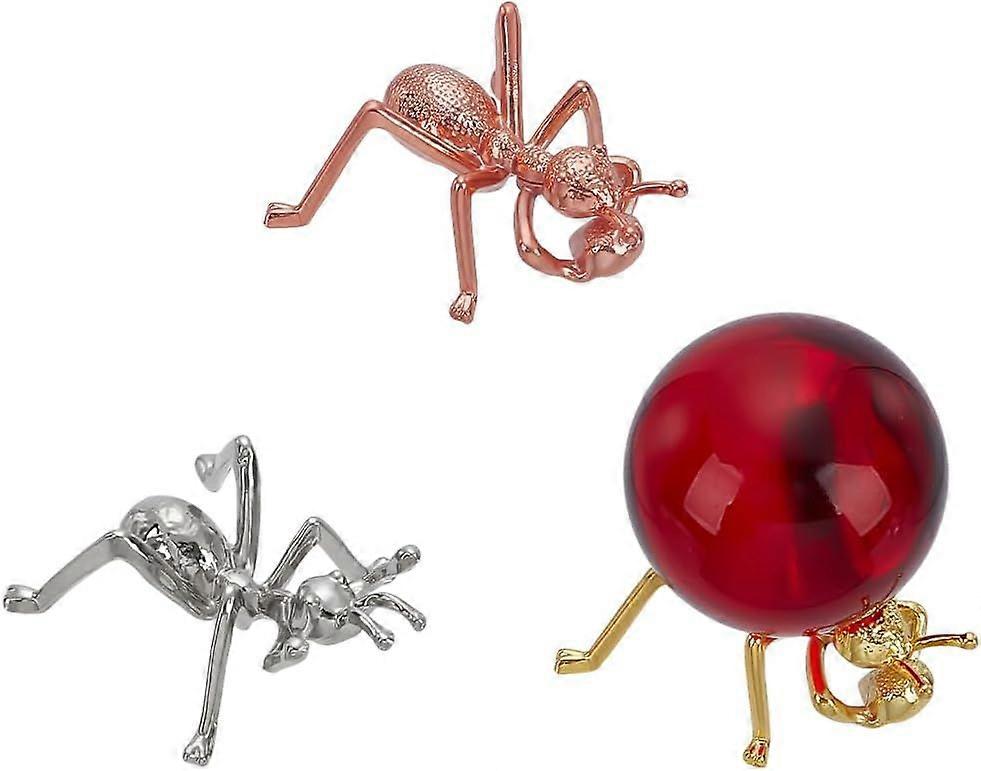 3 Pcs Ant Shape Ball Display Stands Platinum/Gold/ Rose Gold Small Size Metal Lensball Base Sphere Display Holder for Globe Gemstone Balls Mineral All