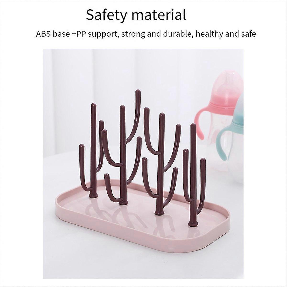 Baby Bottle Cleaning Dryer Drainer Storage Drying Rack Gray