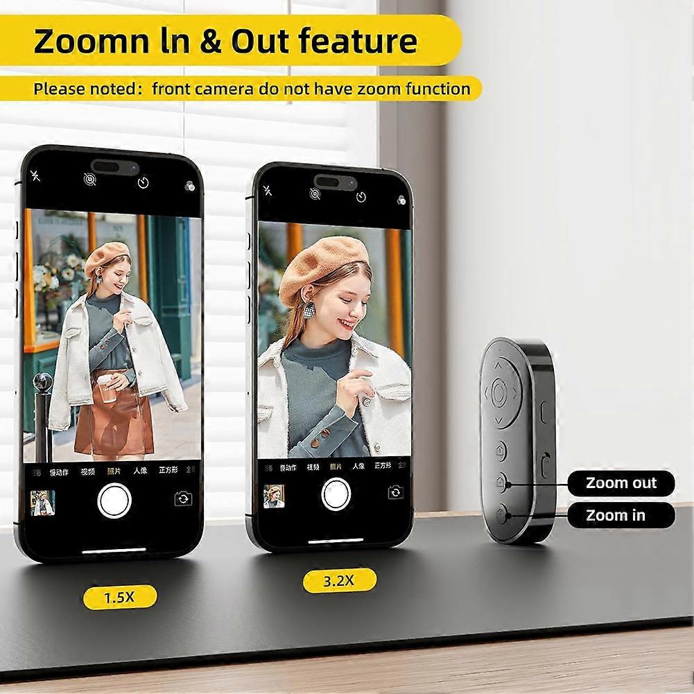 Bluetooth Camera Remote Shutter with Zoom and Front/Rear Camera Switch,Video Remote Control Selfie Stick Camera Control
