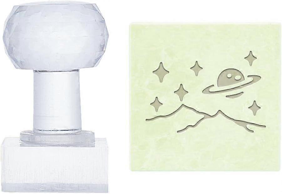 Planet Soap Stamp Mountain Cosmos Soap Embossing Stamp Clear Acrylic Soap Stamps Rectangle Soap Chapter Imprint Stamp for Handmade Soap Clay Pottery A