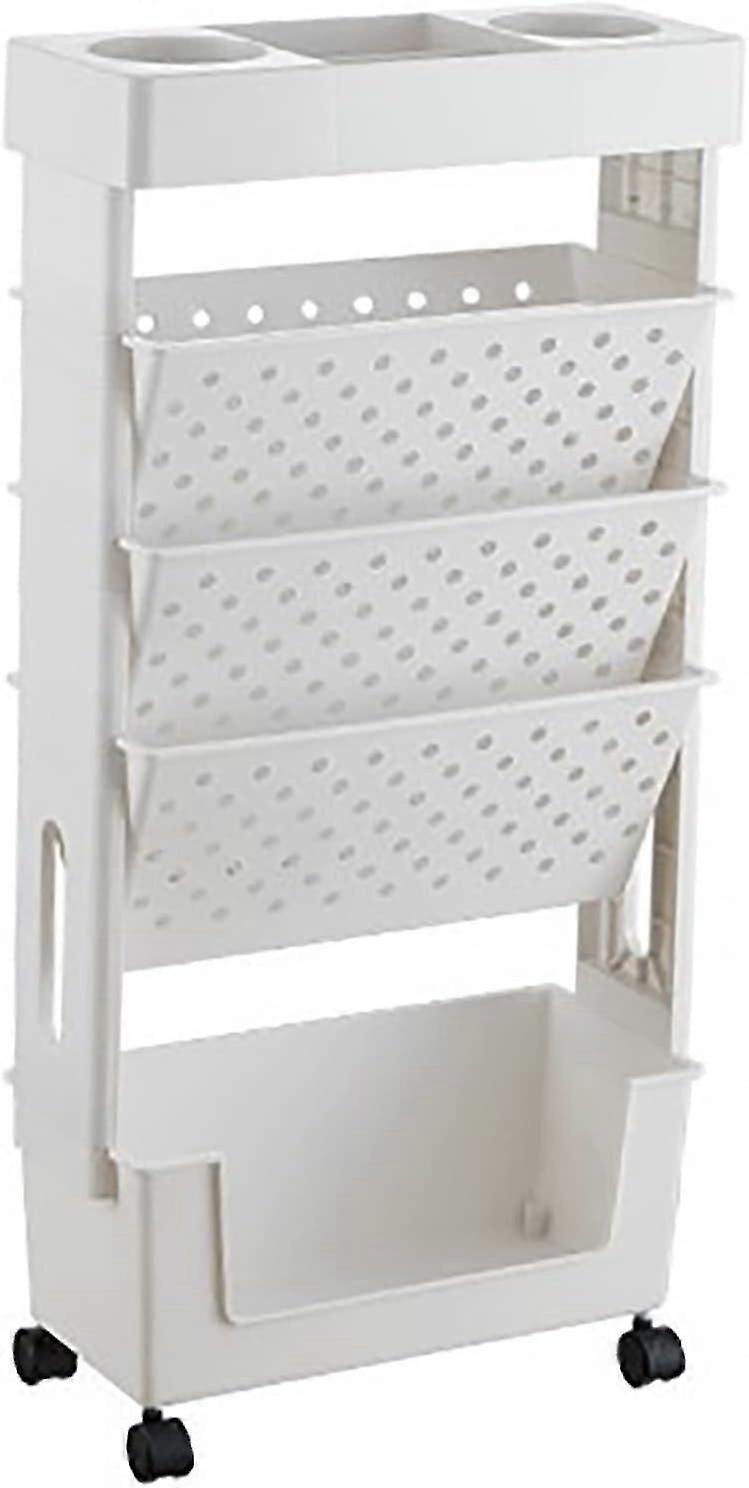 Mobile Bookshelf, Compact Size Movable Bookshelf Plastic Material for Study (Orange)