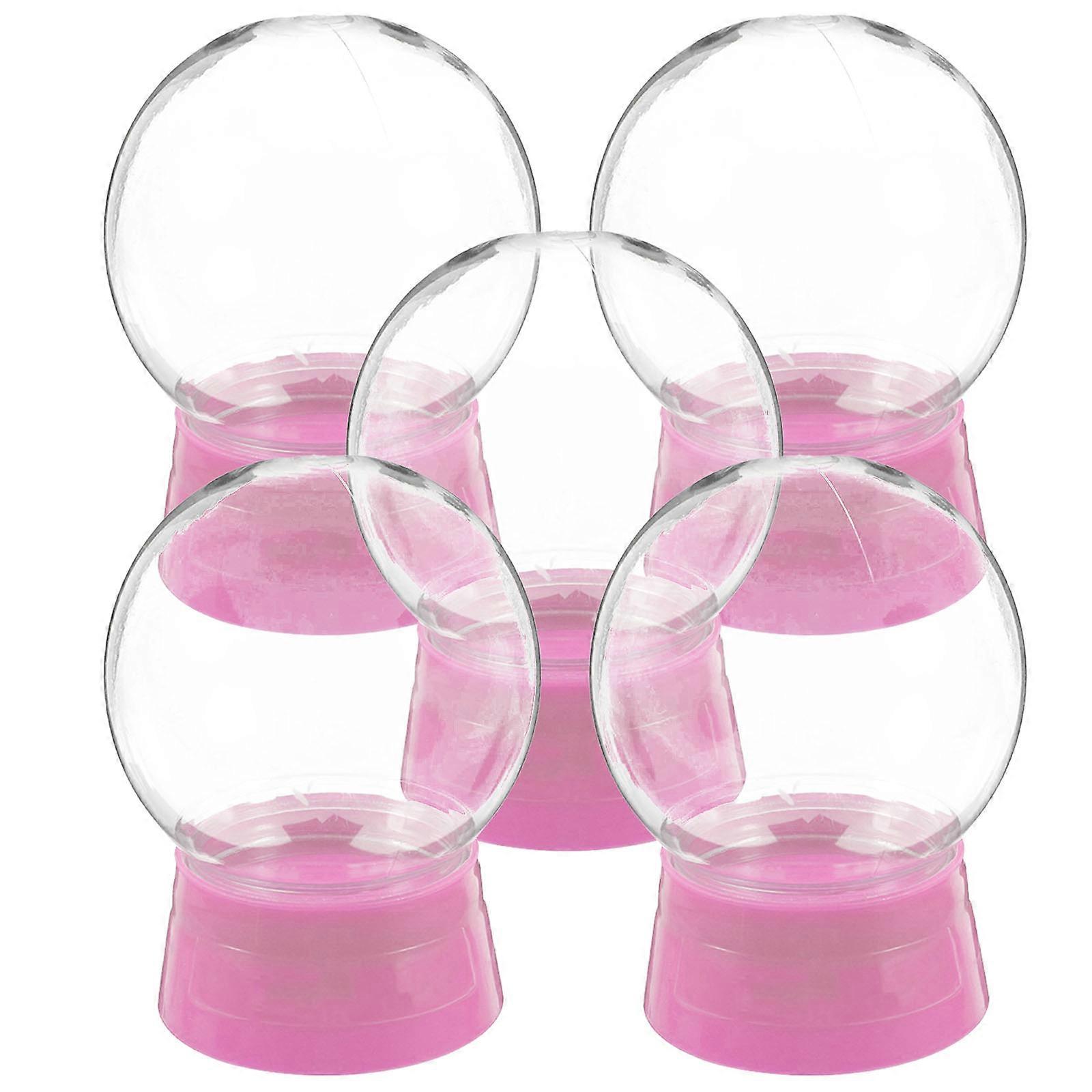 6Pcs Snow Globe DIY Plastic Water Globe for Decor Pink Creative Use
