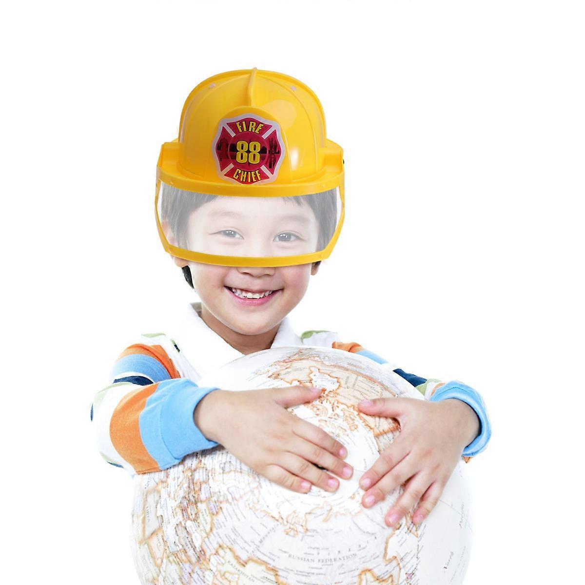 Fire Hat Toy Plastic Safety for Kids Playing Yellow Adjustable Hat