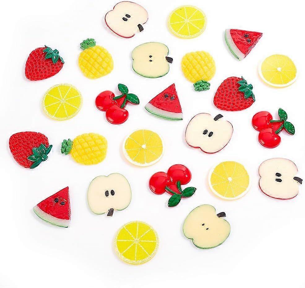 24 pcs Colorful Slices Blocks Decoration Multishape Realistic Fruit Slices Blocks Fruit Model for Party Photo Props Decoration Office Home Party Table