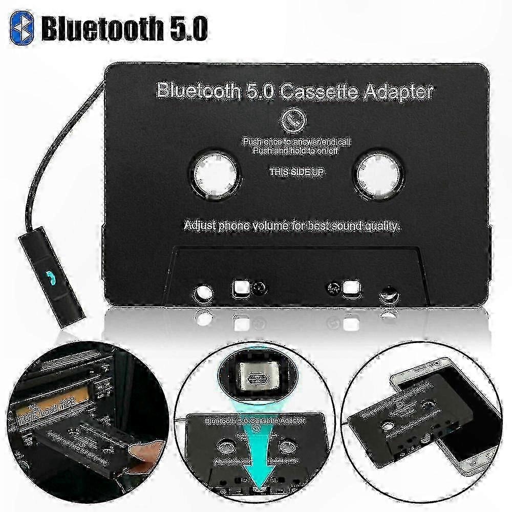Wireless 5.0 Car Cassette Adapter with Bluetooth Audio Streaming Receiver