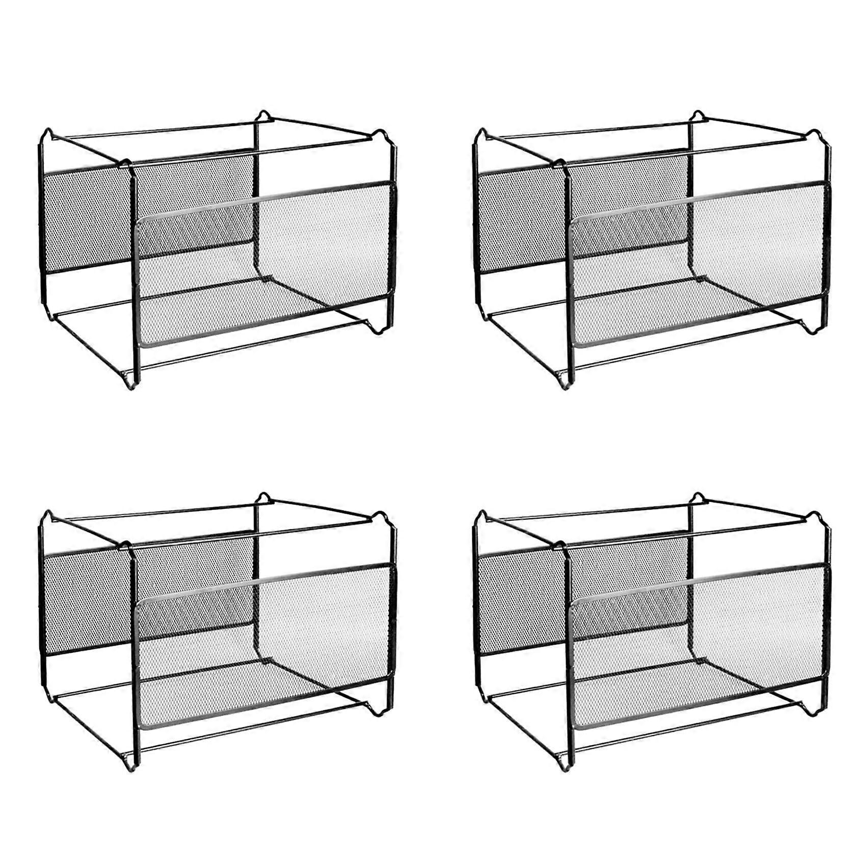 4X A4 Mesh Metal File Organizer Box Hanging File Folder Box Desk Storage Holder Shelf Holder Storage for Office Home