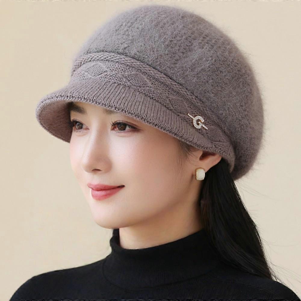 New Women Fashion Winter Warm Hat Plush Fur Lined Dandy Hats For Women Casual Rabbit Fur Blend Streetwear Knitted Hat