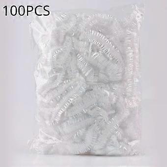 50/100PCS Disposable Shower Cap Elastic Plastic Thickened 42cm Waterproof Headgear for Spa Salon Hair Dye Women Elastic Hair Cap