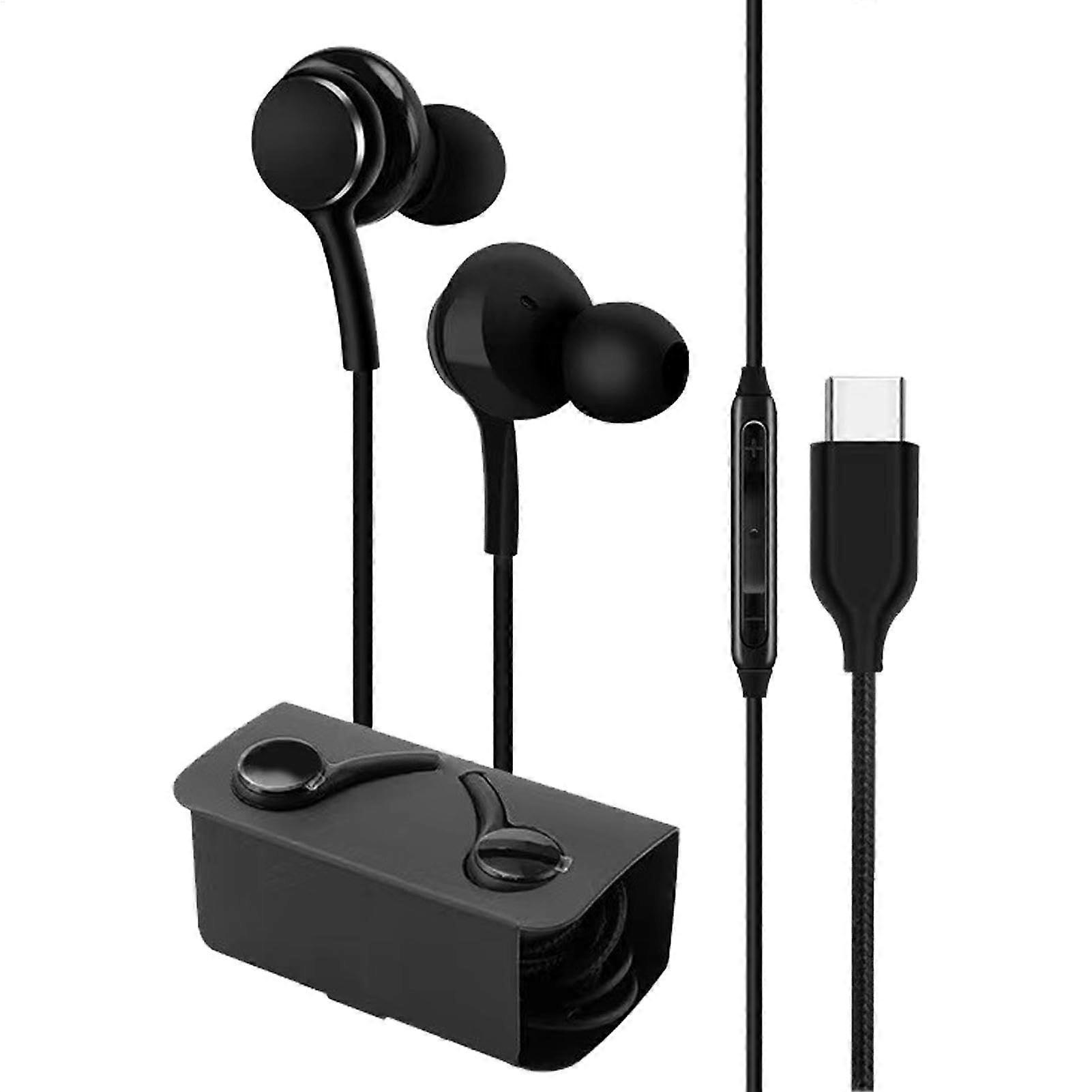 Type C Earbuds Wired With Microphone, Noise Cancelling InEar Earphones, Smartphone Laptop Computer Compatible