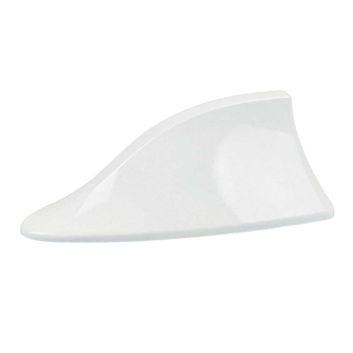 Car Shark Fin Antenna White ABS Universal with Enhanced FM AM Reception and Easy Adhesive Install