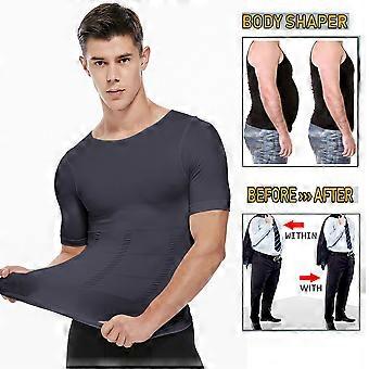Men's Compression Shirt Tops Slimming Tummy Control Body Shaper Abs Abdomen Vest
