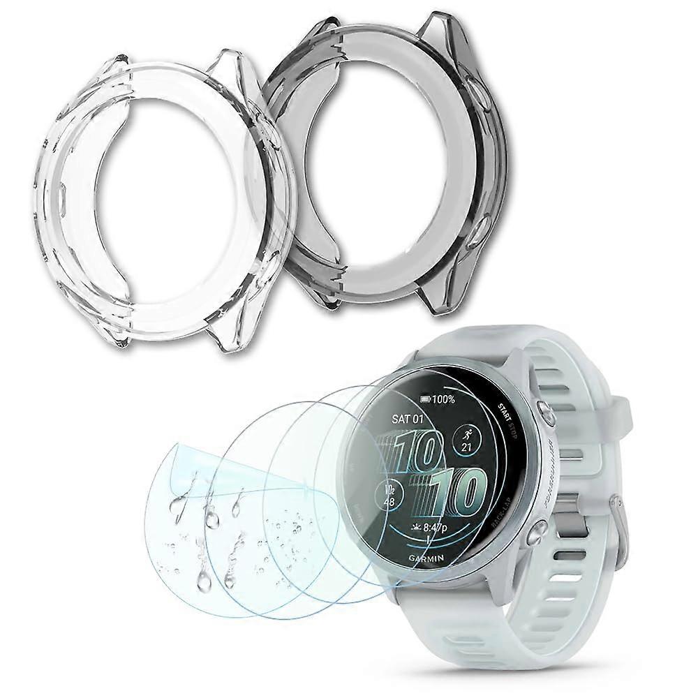 Screen Protector and Case Set for Garmin Forerunner 570 42mm, Full Coverage, Shock Absorbing, Pack of 6