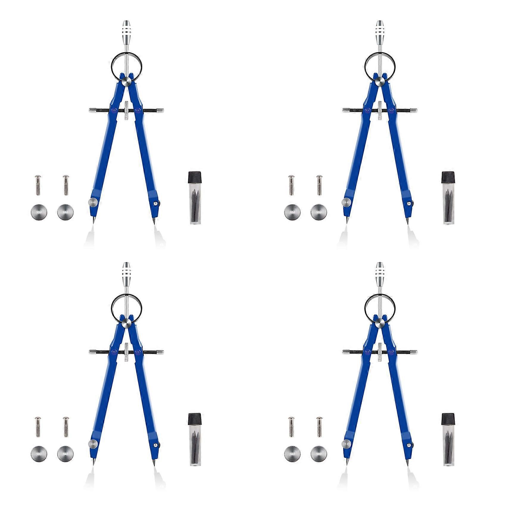 4X Professional Compass, Compass Geometry Set with Lock, Math and Precision Compass, Metal and Durable(Blue)