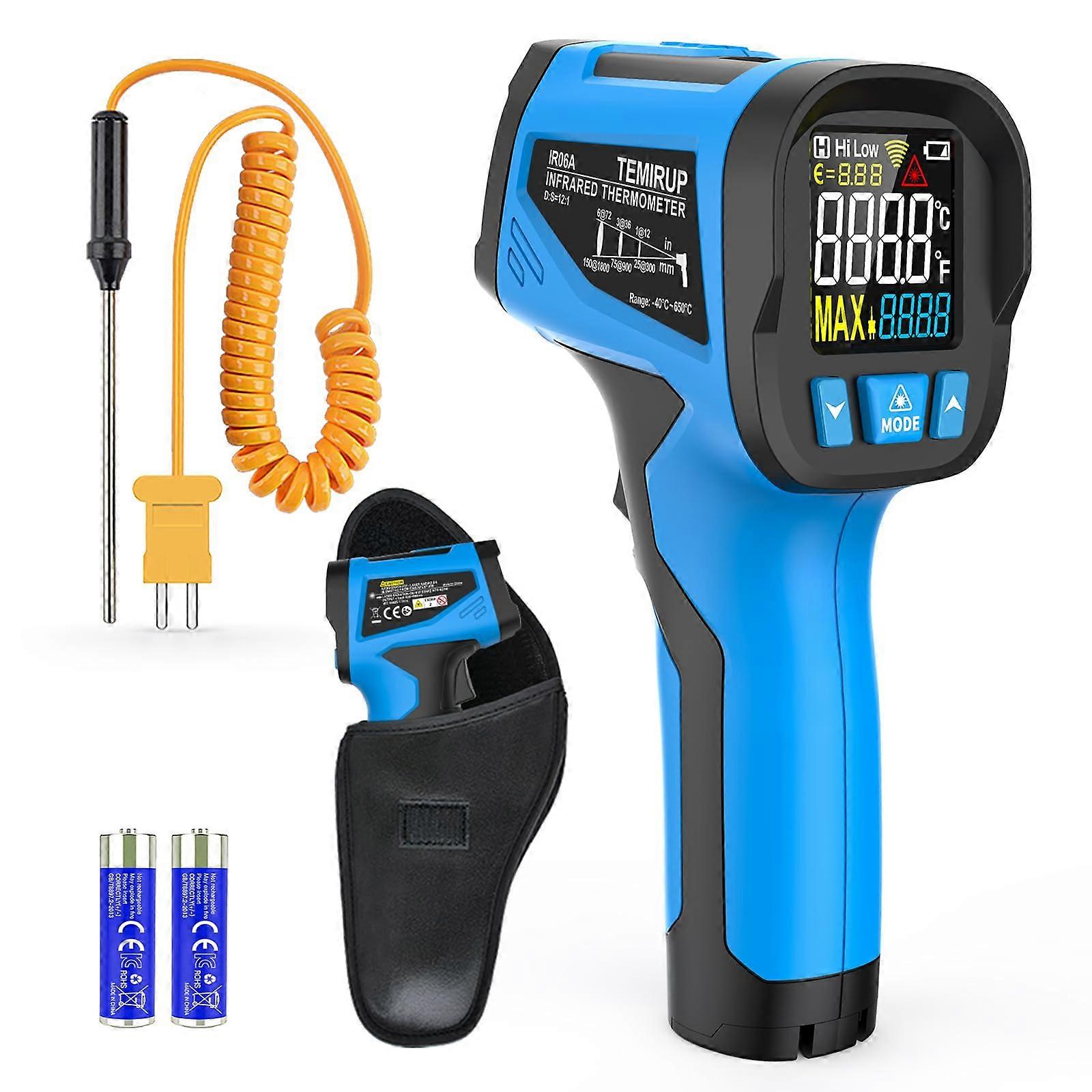 Infrared Thermometer with Probe, NonContact Laser Temperature Gun for Cooking, HVAC, 40°F1202°F