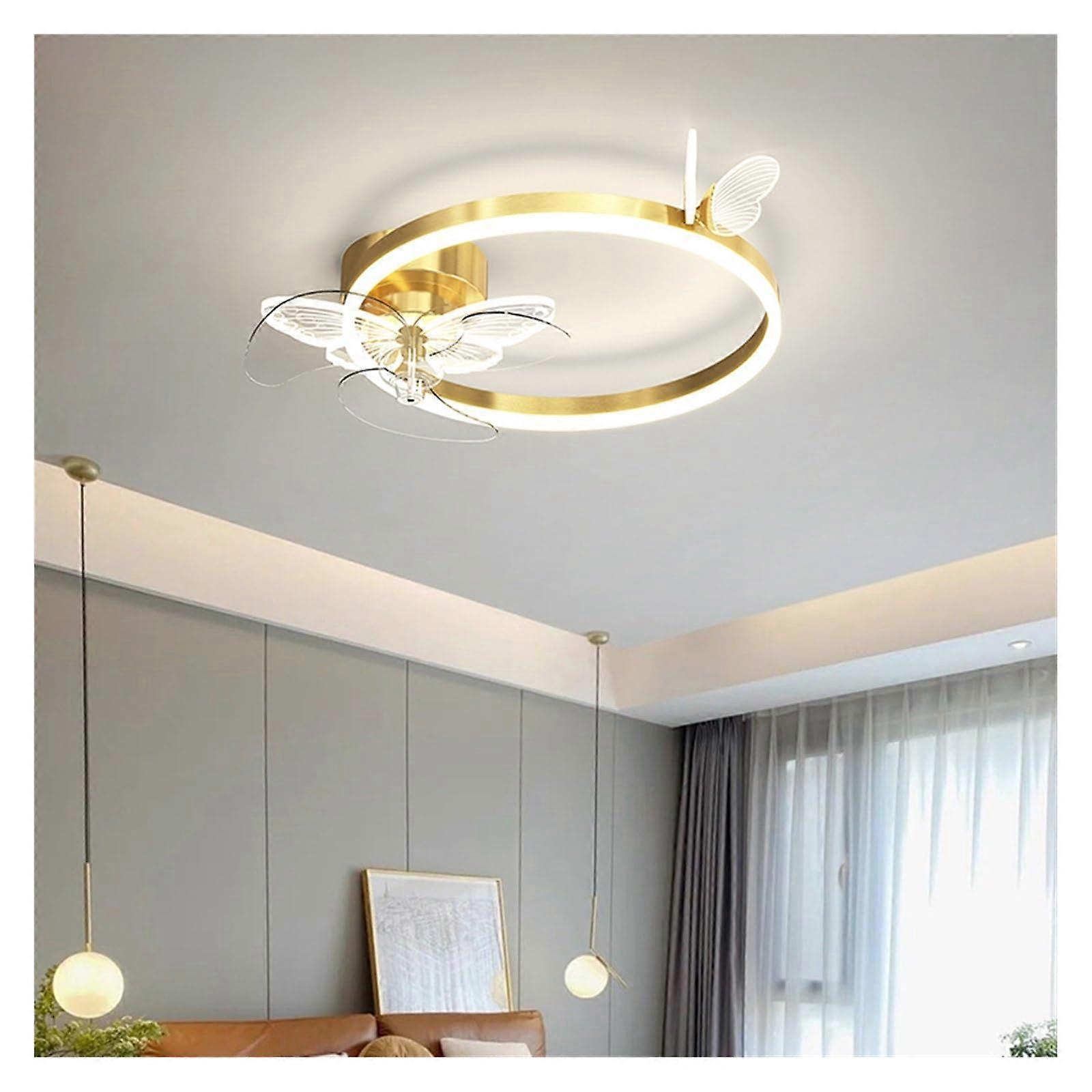 Modern Nordic Ceiling Fan with Light Gold, Quiet Airflow, Adjustable Brightness for Bedroom