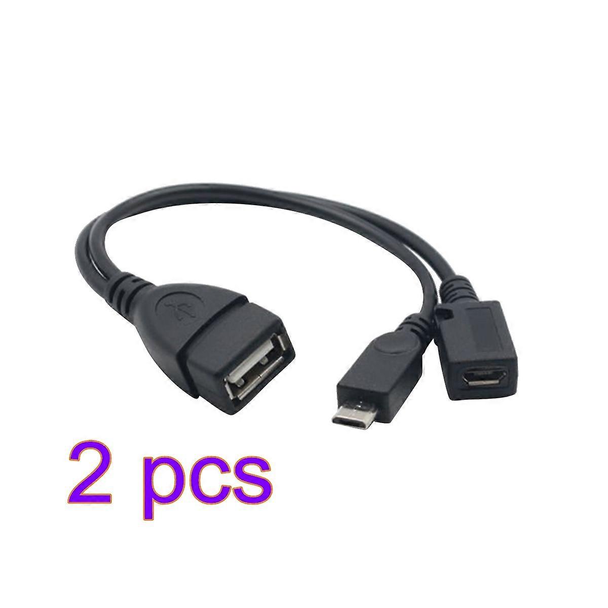 Micro Otg Adaptor USB Cable with Powered Data Cable 2Pcs for Phones