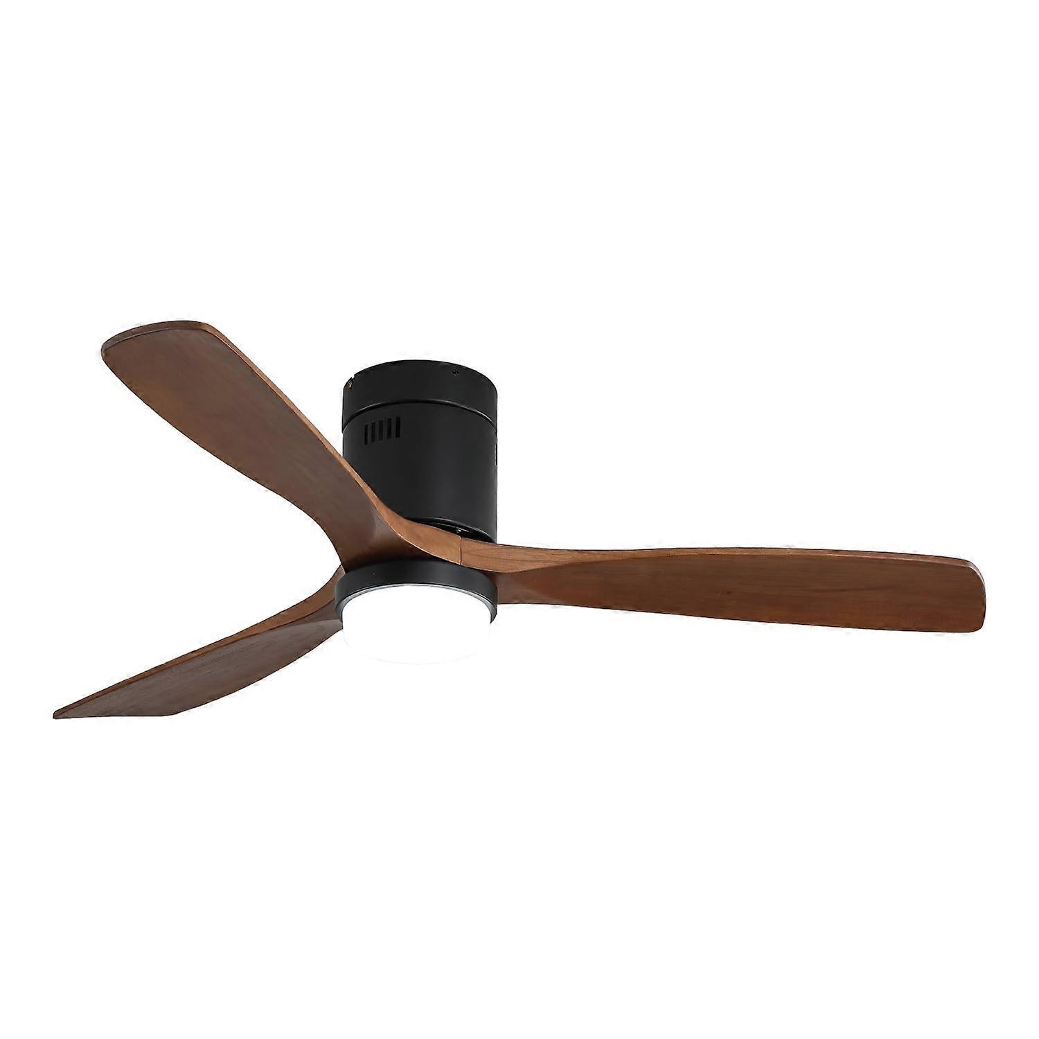 52 Inch Wooden Ceiling Fan with LED Light, Remote Control, Reversible DC Motor, Solid Wood Blades
