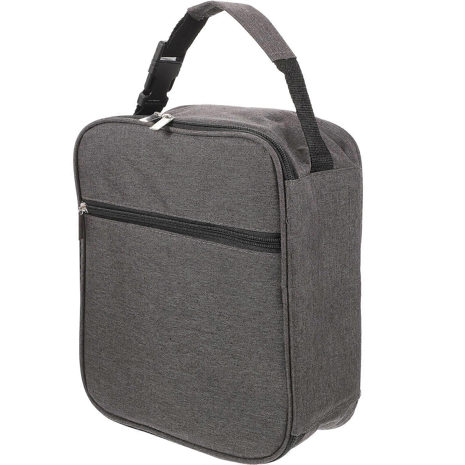 Insulated Portable Lunch Bag Rectangular Shape For Home Use Dark Grey Easy To Clean 1Pack