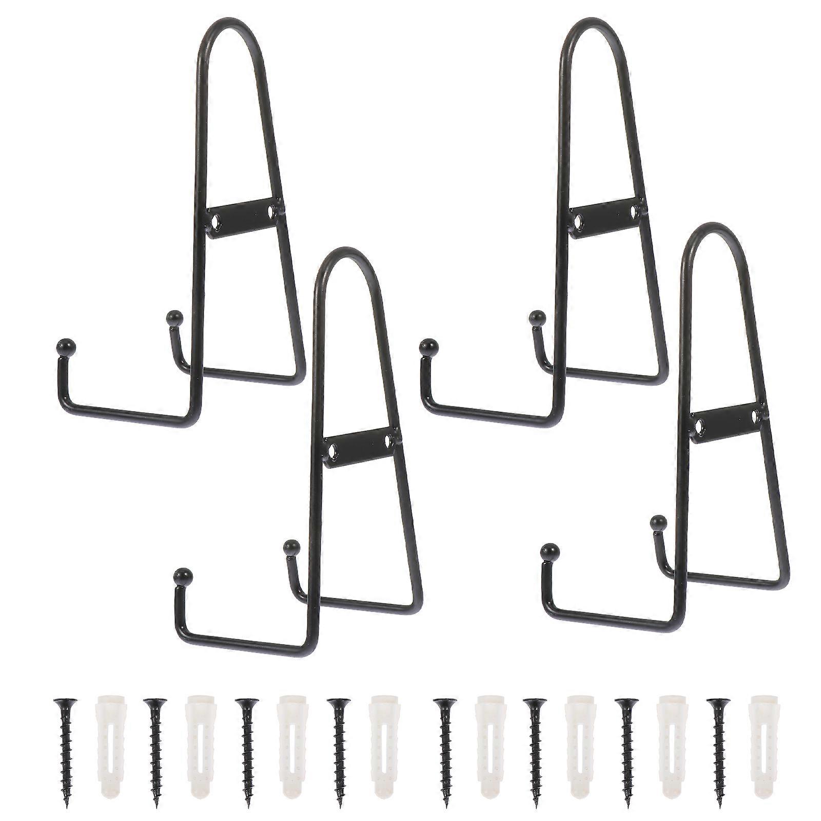 Ceramic Display Rack Metal Plate Holder for Decoration 4Pcs Set