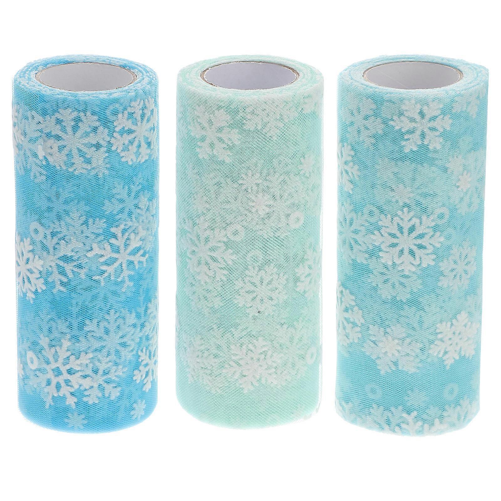 Snowflake Pattern Gauze Mesh for DIY Comes with 3 Rolls Tulle Cloth