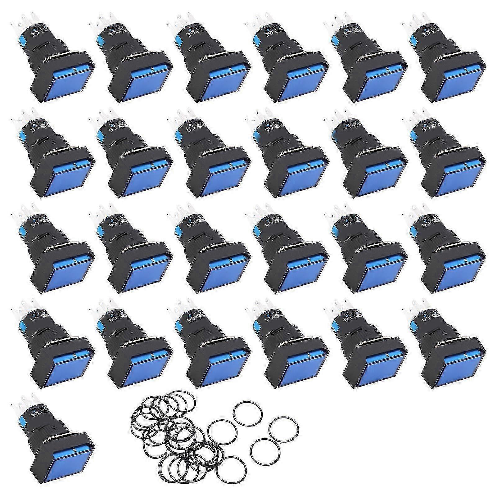 25PCS Momentary Rectangular Push Switch ABS Industrial Equipment Button Switch with Light Indicator AC220V 2025