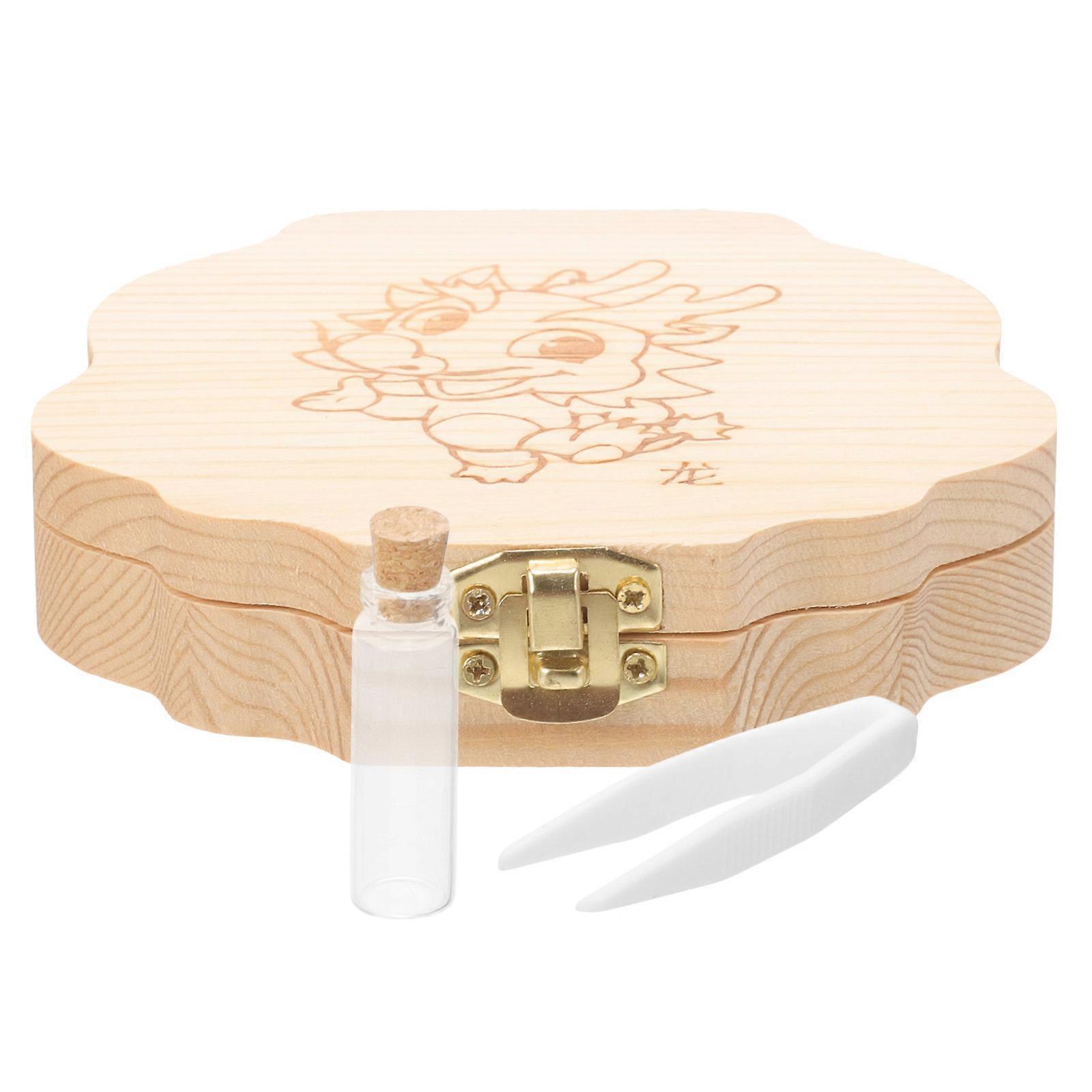 Baby Teeth Keepsake Box Wooden Deciduous Teeth Storage for Children 2Sets