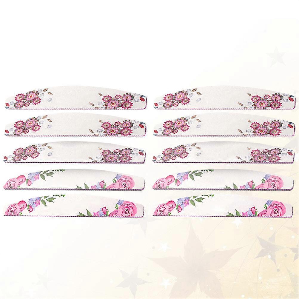 Assorted Color Nail Files Half Moon Shaped for Shaping Nail 10Pcs Random Pattern