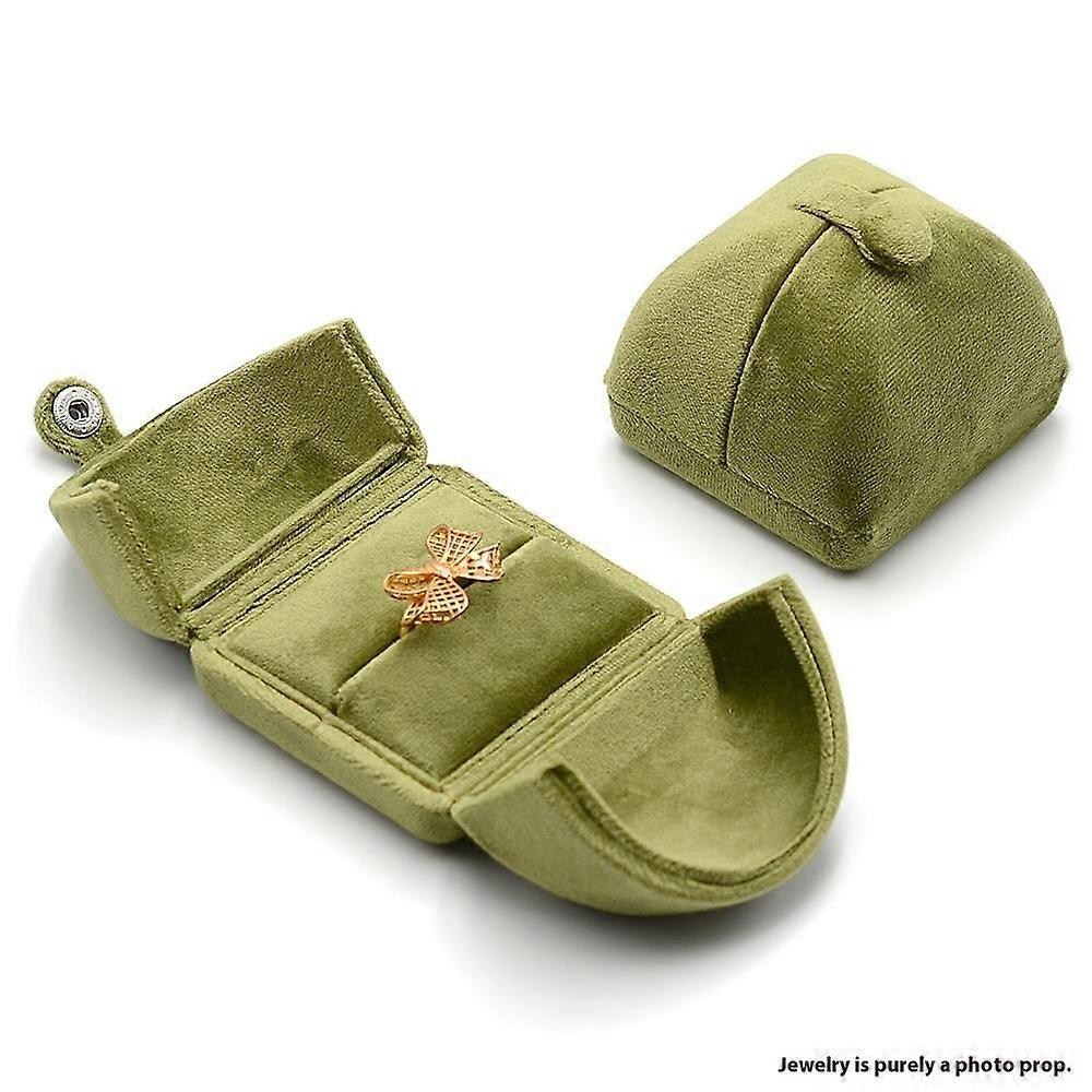 Double Open Ring Box Velvet Jewelry Storage Box for Single Ring Display Gift Case