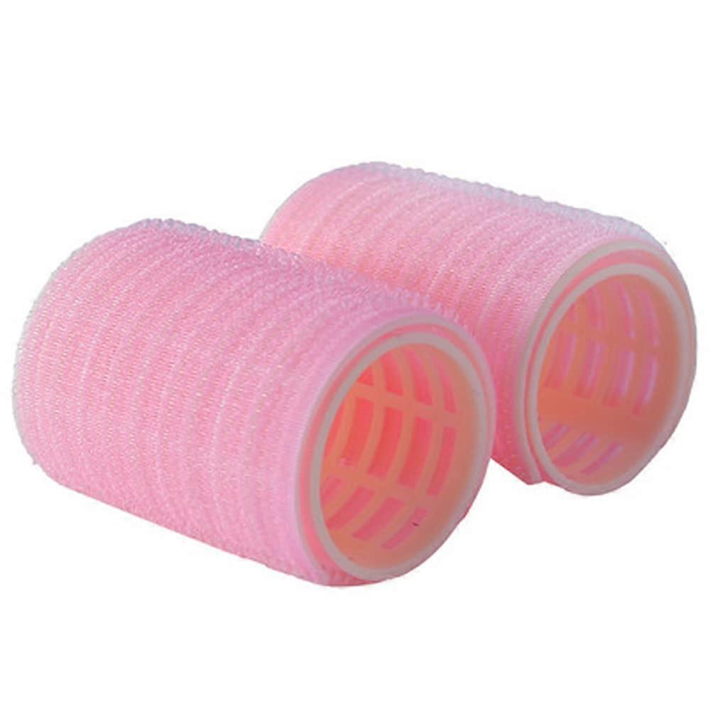 Hair Rollers Set Pink Self Grip No Heat Curlers for Bangs Quick Volume Boost Styling Tools
