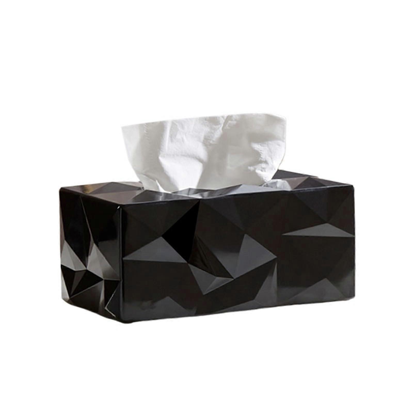 Tissue Box Cover Black Decorative Facial Tissue Holder Elegant Rectangular Design for Home and Office